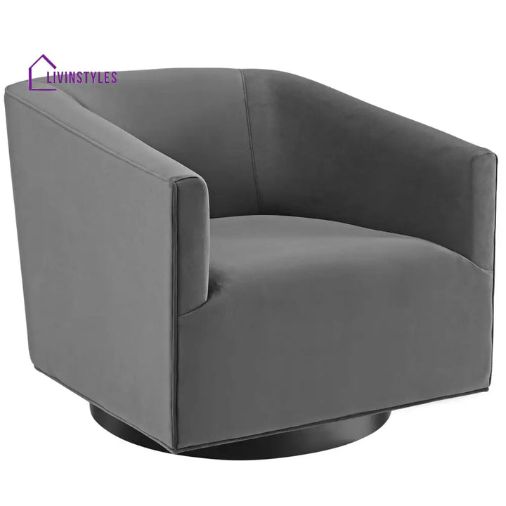 Akanksha Swivel Velvet Chair For Living Room - Set Of 2 Grey