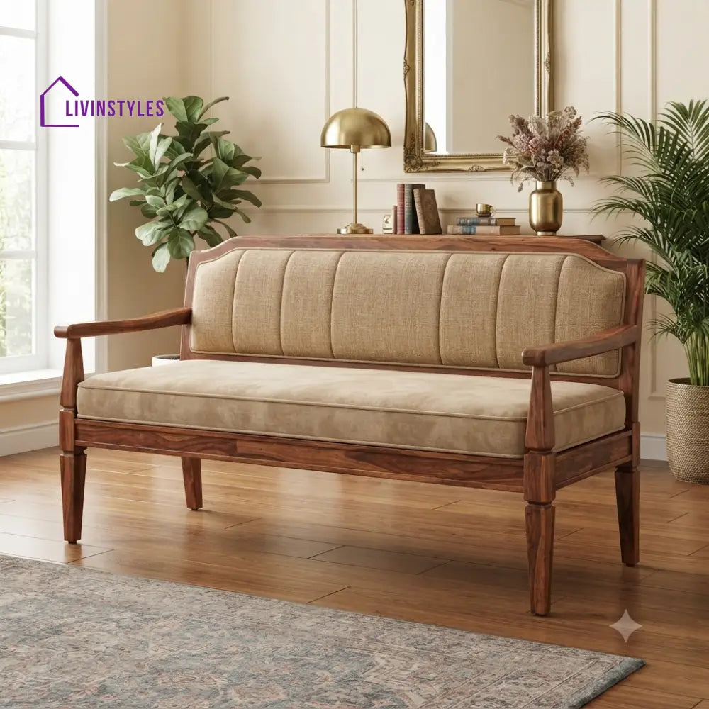 Akasa Wooden Bench for Living Room | Bedroom | Extra Seating