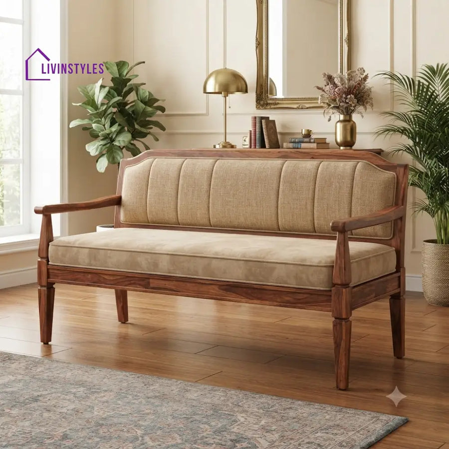 Akasa Wooden Bench for Living Room | Bedroom | Extra Seating