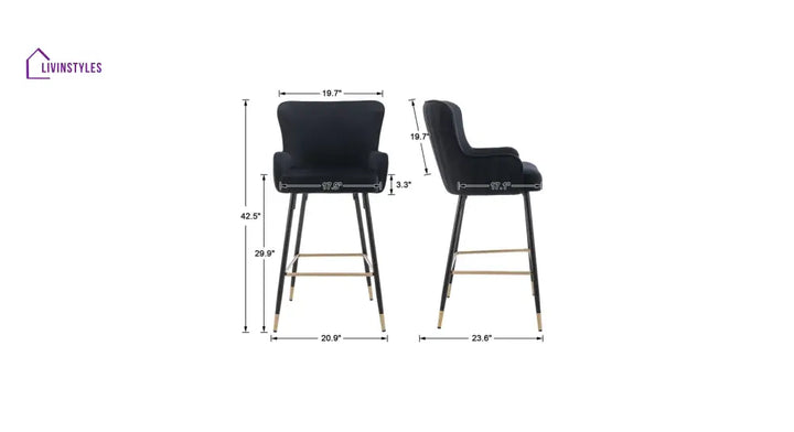 Akash Easy Back Rest Coral Black Comfy Leatherette Bar Stool / Long Chair