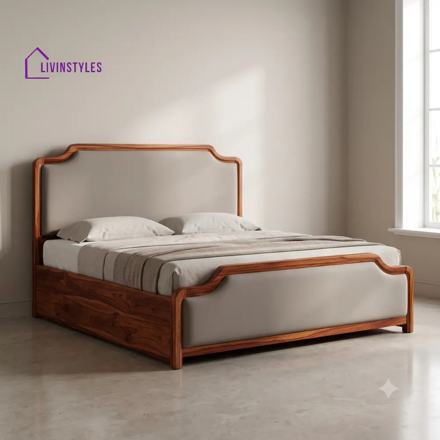 Akhil King Size Hydraulic Storage Wooden Bed With Honey Finish