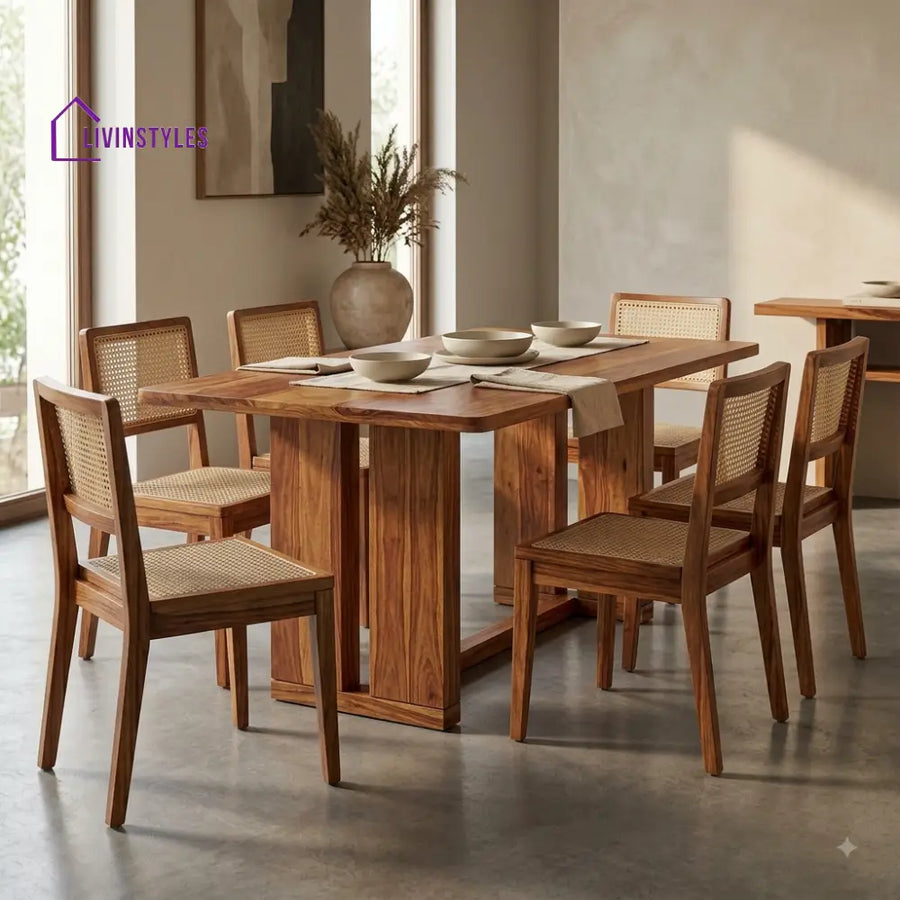 Akhila Premium Wooden 6 Seater Dining Table Set