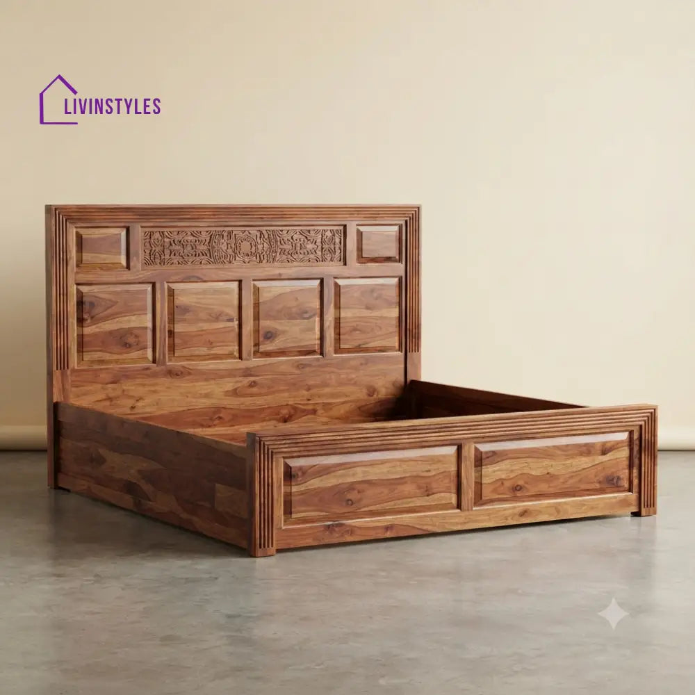 Akila Sheesham Wood Bed With Box Storage | Wooden Bed