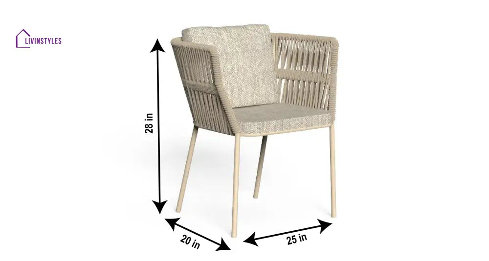 Akin Outdoor Patio Seating Set 4 Chairs and 1 Table Set (Cream) Braided & Rope - Coffee Table Sets