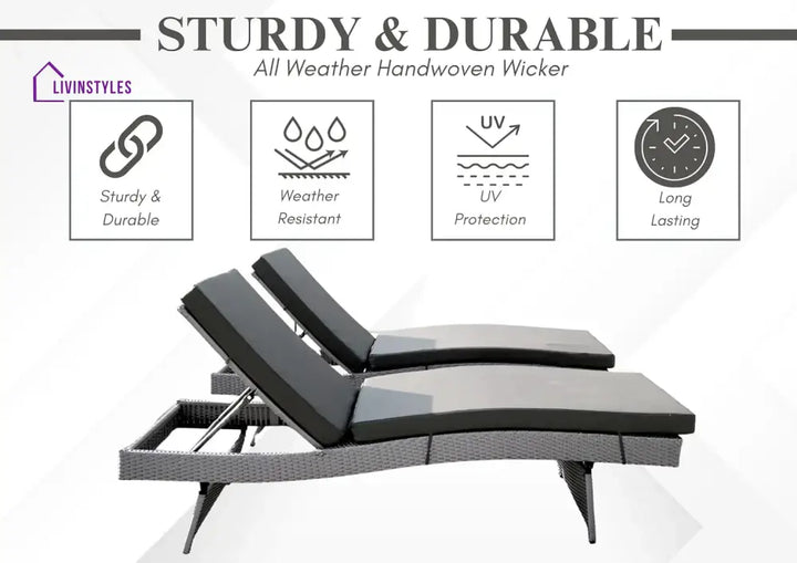 Akira All-Weather HDPE Wicker Outdoor Chaise Lounge Chair Set of 2 - Lounger Set