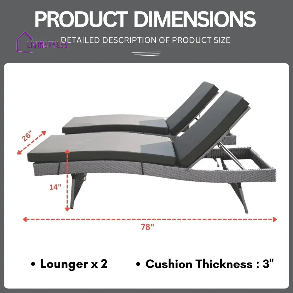 Akira All-Weather HDPE Wicker Outdoor Chaise Lounge Chair Set of 2 - Lounger Set