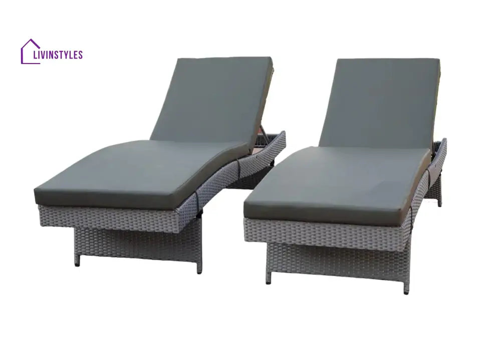 Akira All-Weather HDPE Wicker Outdoor Chaise Lounge Chair Set of 2 - Lounger Set