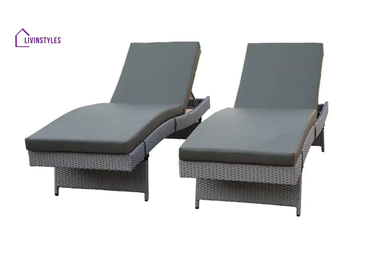 Akira All-Weather HDPE Wicker Outdoor Chaise Lounge Chair Set of 2 - Lounger Set