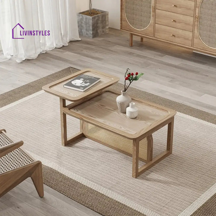 Akriti Cane And Solid Wood Coffee Table