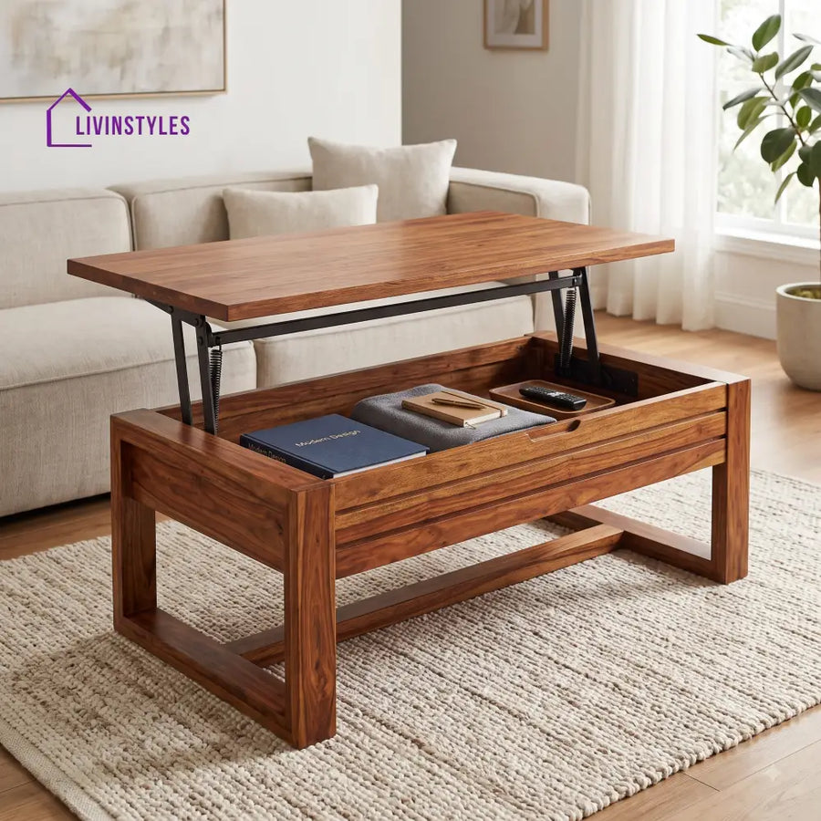 Akshara Sheesham Wood Lift Top Coffee Table for Living Room
