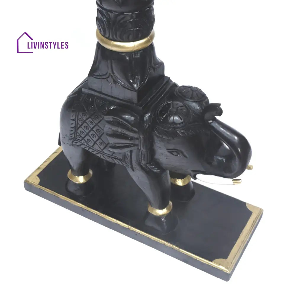 Akshara Wooden Brass Chain Royal Carved Elephants pillar Swing Swing