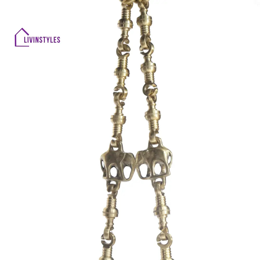 Akshara Wooden Brass Chain Royal Carved Elephants pillar Swing Swing
