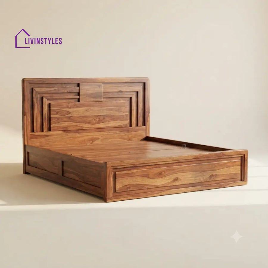 Akshaya Sheesham Wood Bed With Box Storage | Wooden Bed