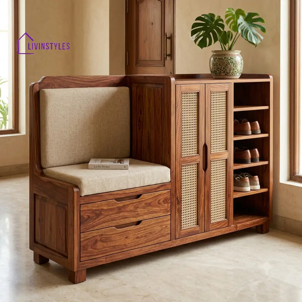 Akshaya Sheesham Wood Shoe Rack | Wooden Shoe Cabinet