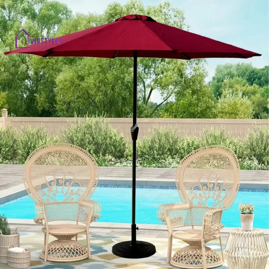 Akua 9ft Red Color Outdoor Patio Umbrella with Centre Pole Patio Umbrella