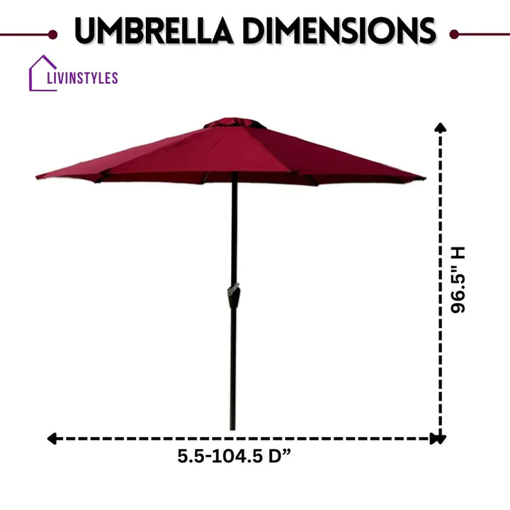 Akua 9ft Red Color Outdoor Patio Umbrella with Centre Pole Patio Umbrella