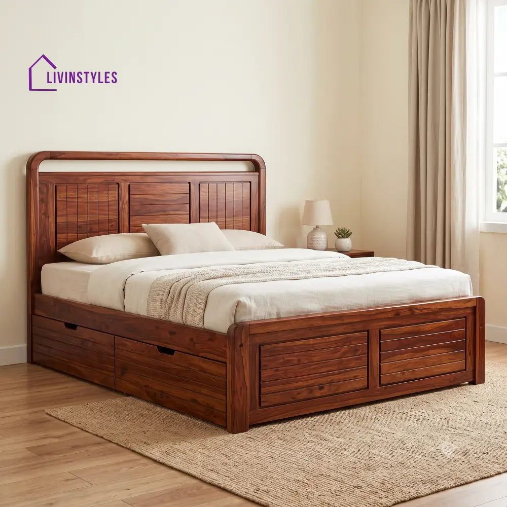 Alain Premium Wooden Bed with Drawer Storage | King Size Bed & Queen Size Bed Online