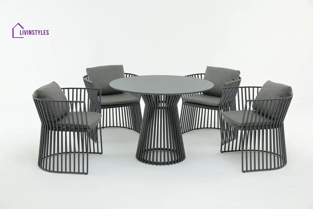 Alba Outdoor Patio Dining Set 4 Chairs and 1 Table (Grey) - Dining sets