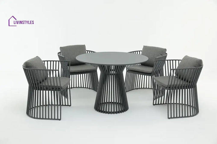 Alba Outdoor Patio Dining Set 4 Chairs and 1 Table (Grey) - Dining sets