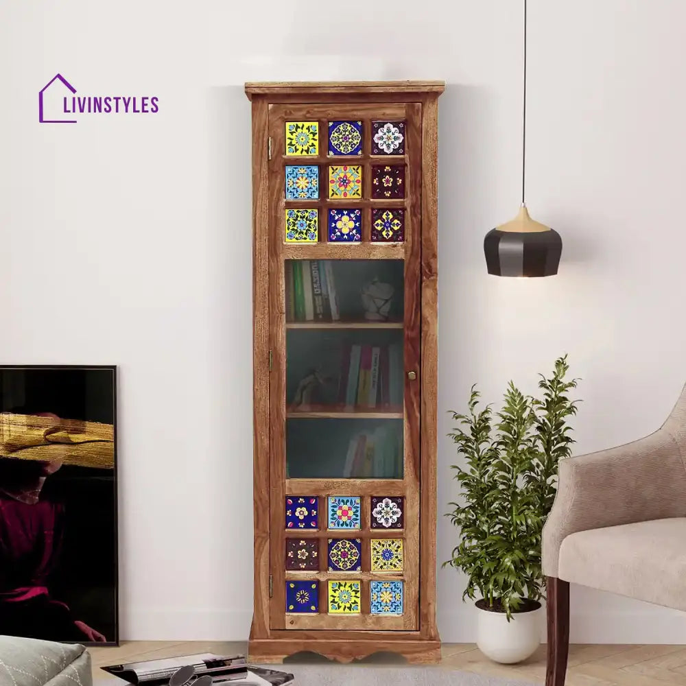 Alba Sheesham Solid Wood Bookcase Natural Study Table