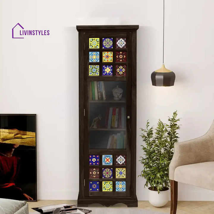 Alba Sheesham Solid Wood Bookcase Walnut Study Table