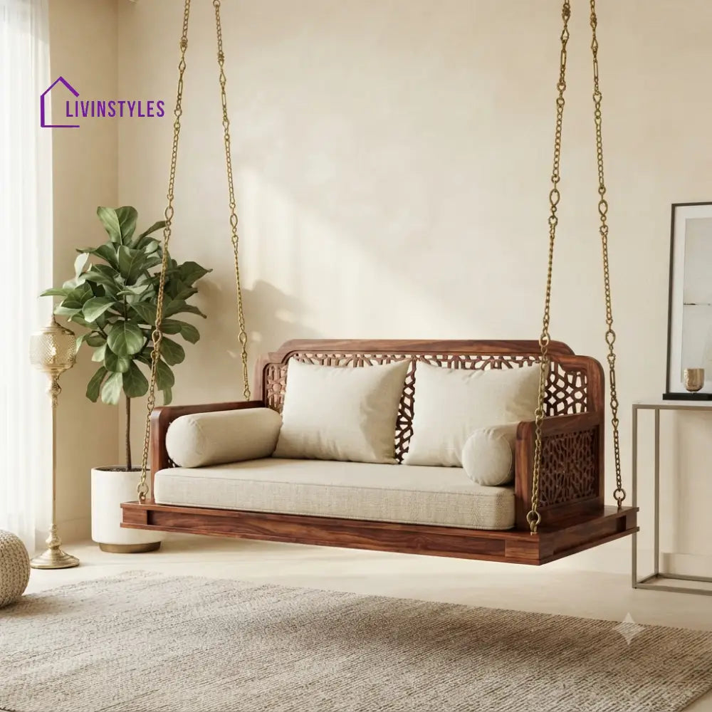 Alban 2 Seater Wooden Swing for Home | Wooden Jhula for home