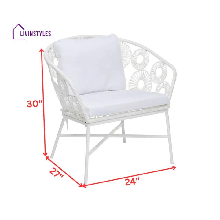 Alban Outdoor Garden Balcony Single Seater Sofa (White) - Sofa Sets
