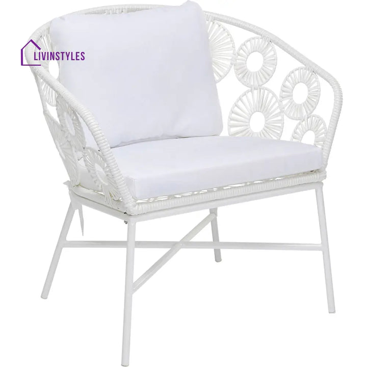 Alban Outdoor Garden Balcony Single Seater Sofa (White) - Sofa Sets
