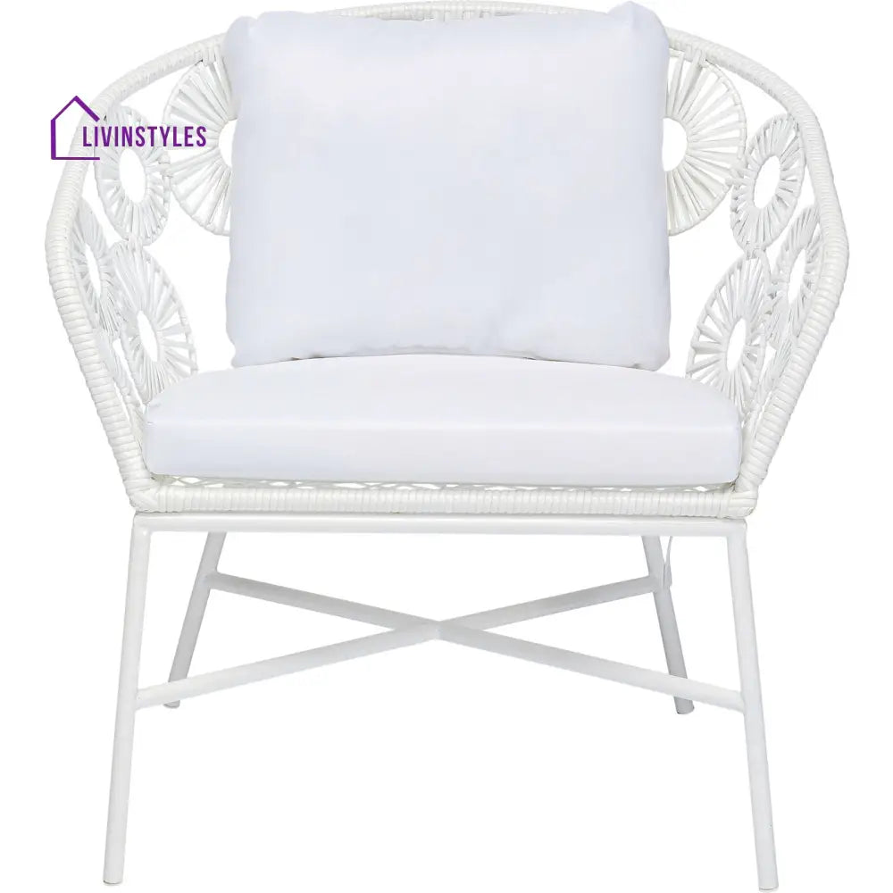 Alban Outdoor Garden Balcony Single Seater Sofa (White) - Sofa Sets