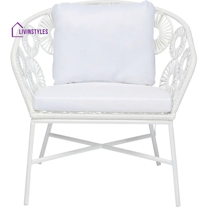 Alban Outdoor Garden Balcony Single Seater Sofa (White) - Sofa Sets
