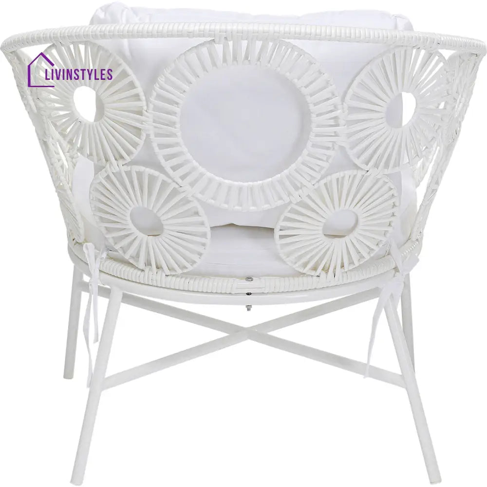Alban Outdoor Garden Balcony Single Seater Sofa (White) - Sofa Sets