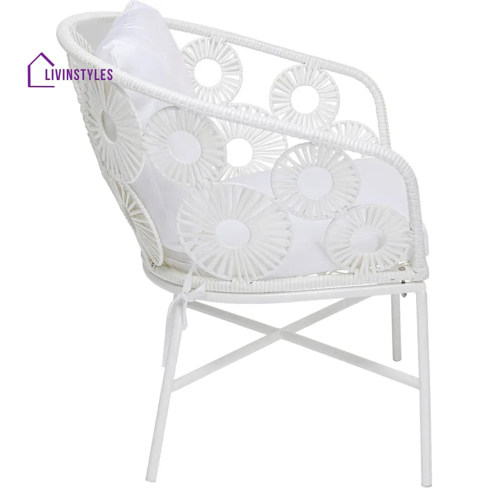 Alban Outdoor Garden Balcony Single Seater Sofa (White) - Sofa Sets