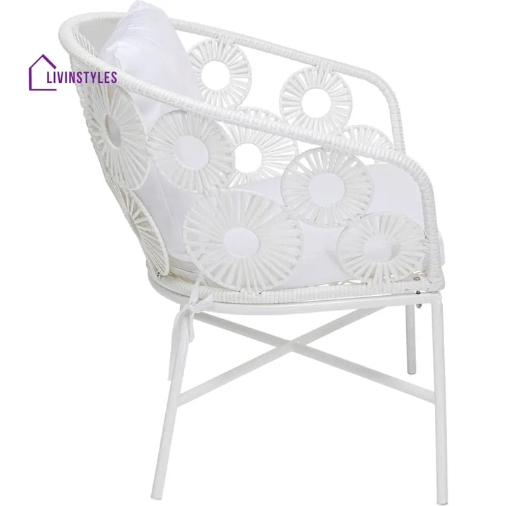 Alban Outdoor Garden Balcony Single Seater Sofa (White) - Sofa Sets