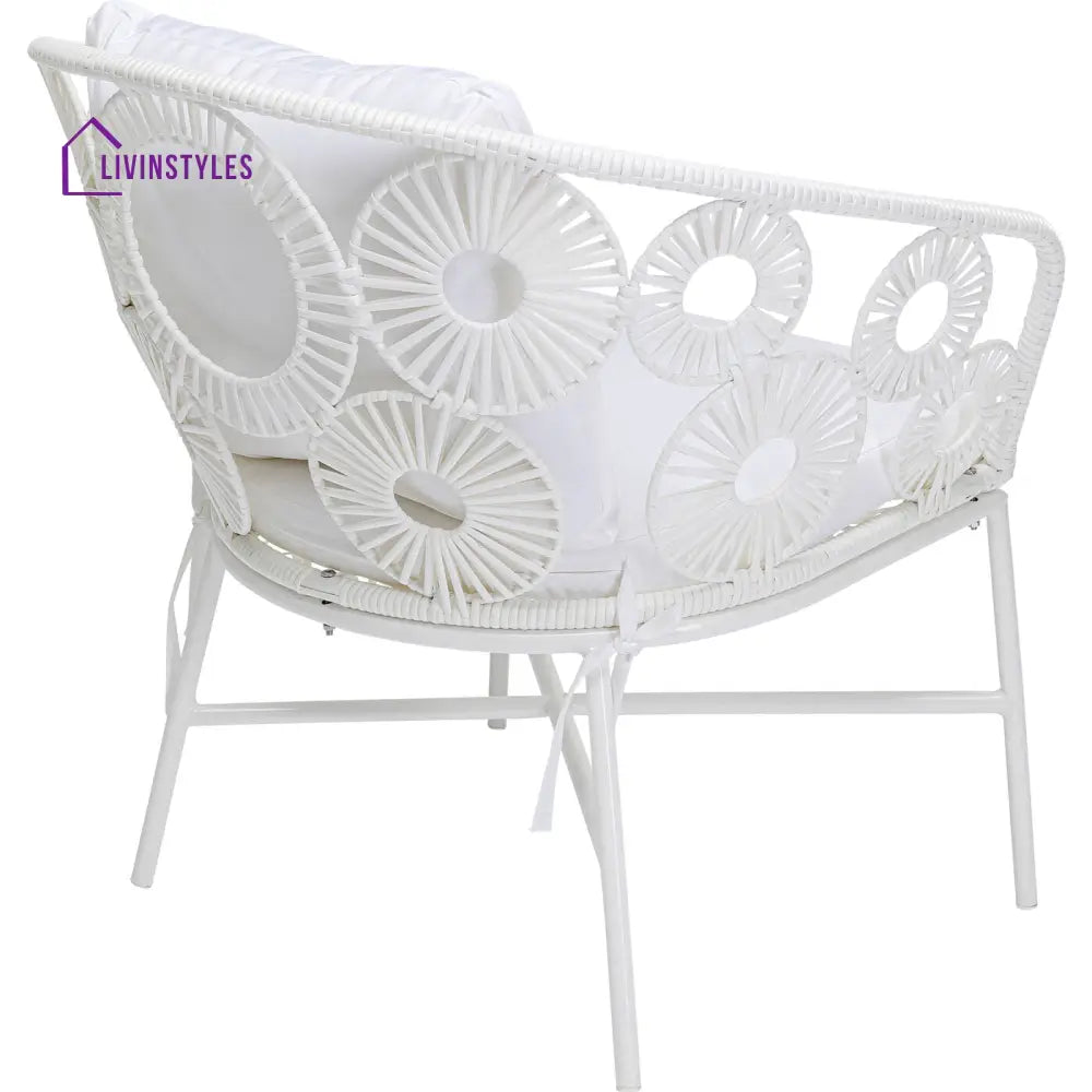 Alban Outdoor Garden Balcony Single Seater Sofa (White) - Sofa Sets
