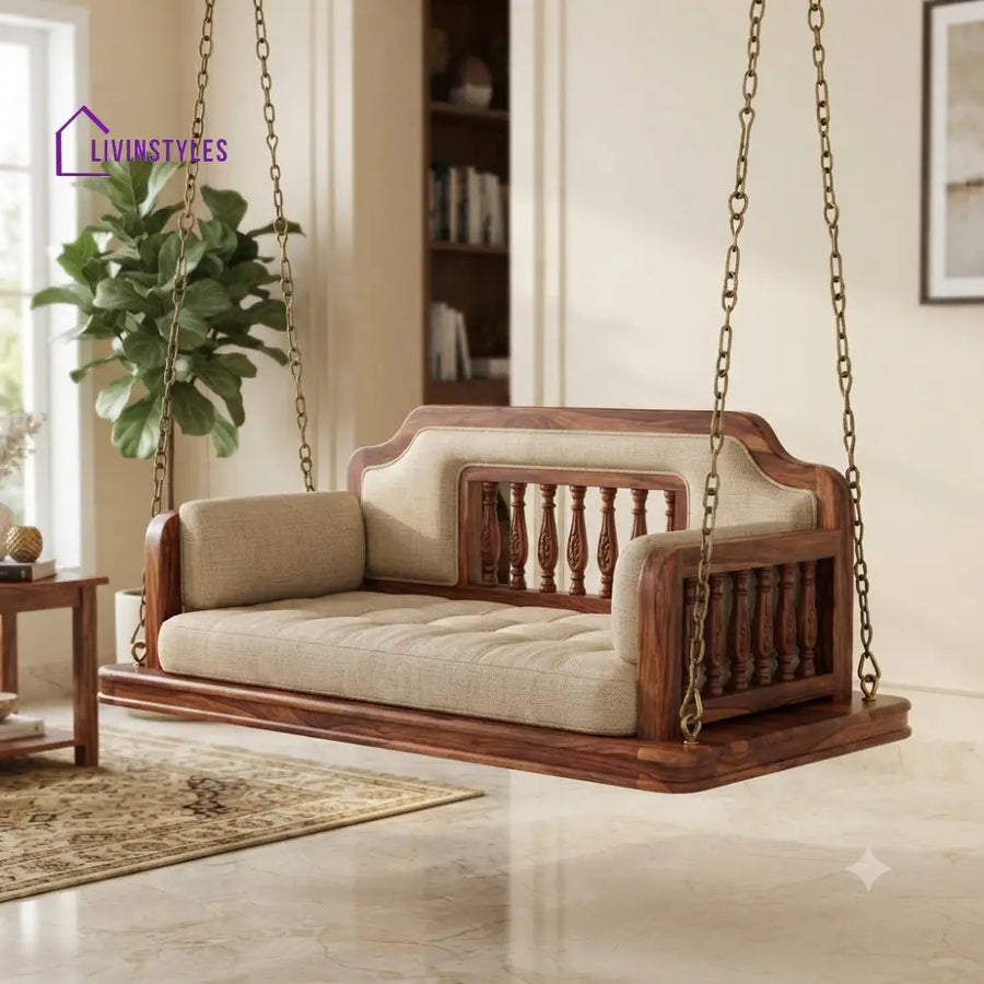 Albert 2 Seater Wooden Swing for Home | Wooden Jhula for home
