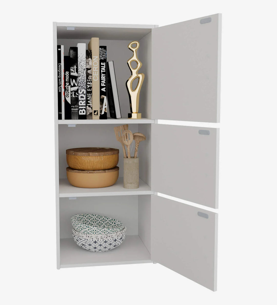 OmkarWood Prestige 3-Tier File Cabinet – White Elegance Series
