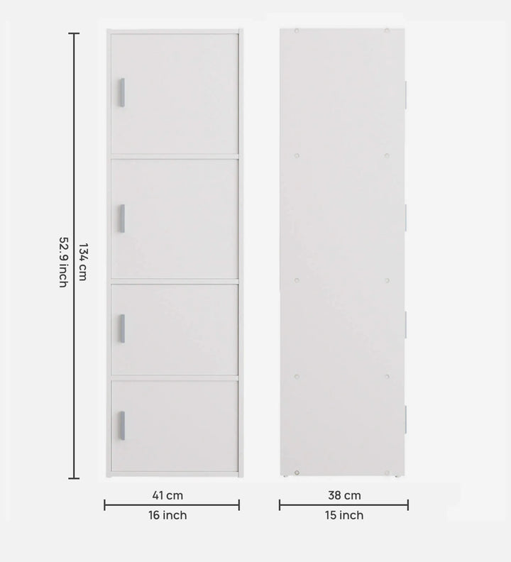 OmkarWood Prestige 4-Tier File Cabinet – White Elegance Series