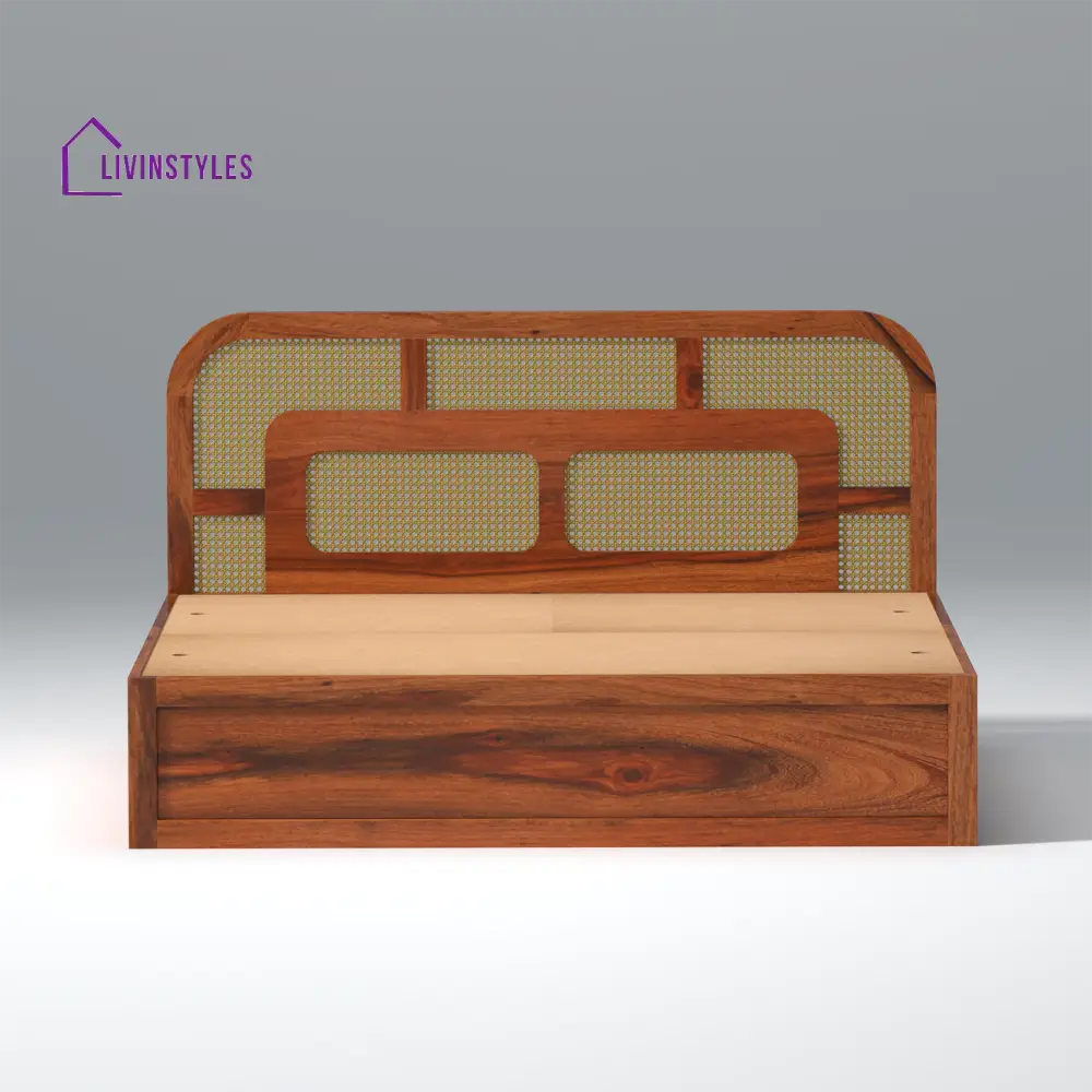 Albina Sheesham Wood Bed with Drawer Storage in Honey Colour