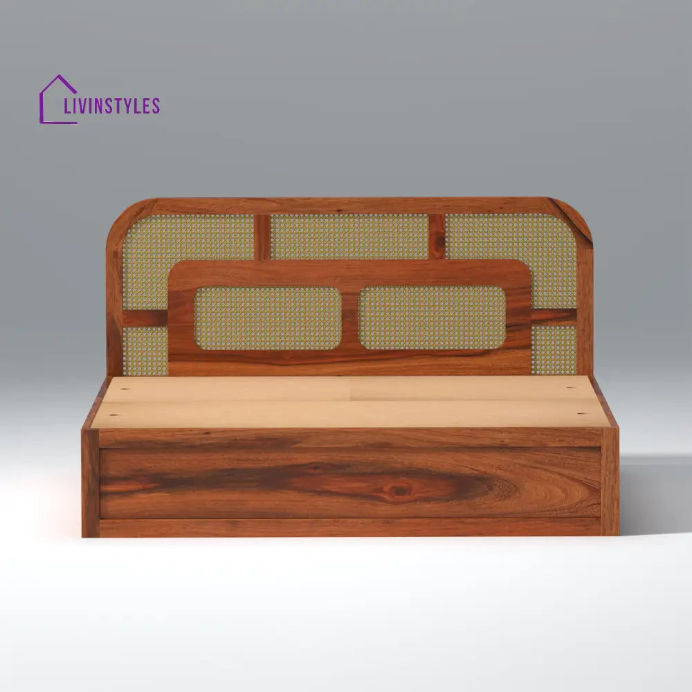 Albina Sheesham Wood Bed with Drawer Storage in Honey Colour