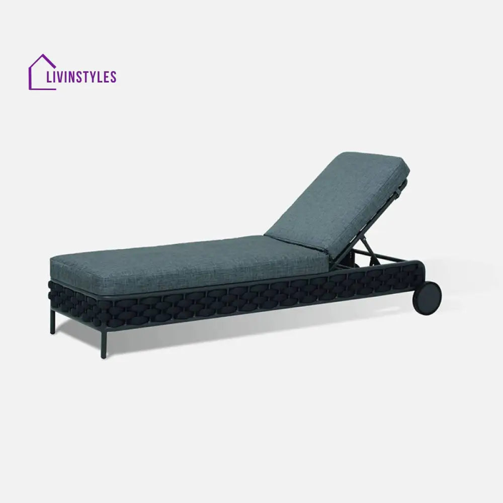 Alda Outdoor Swimming Poolside Lounger (Dark Grey) Braided & Rope - Dark Grey + Green - Loungers