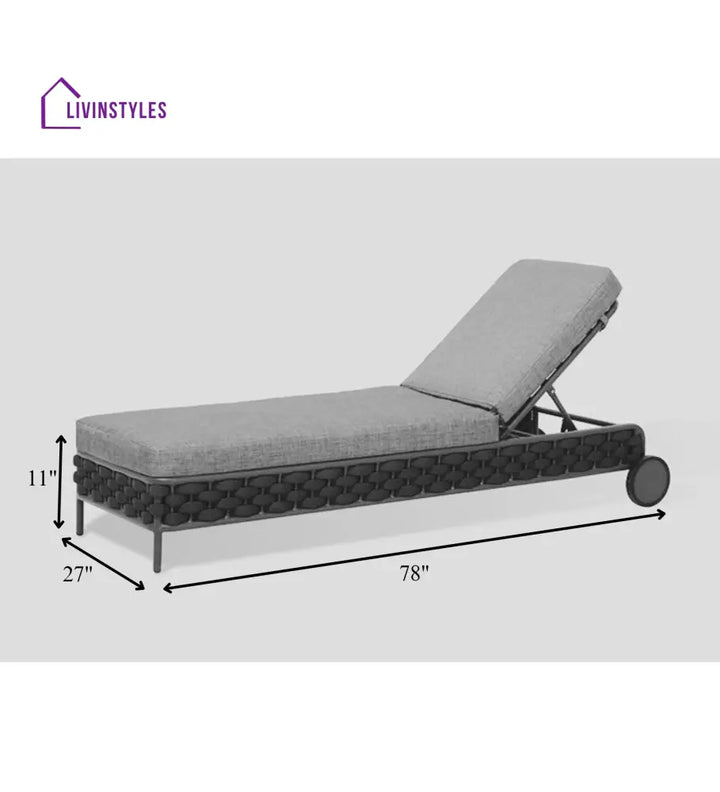 Alda Outdoor Swimming Poolside Lounger (Dark Grey) Braided & Rope - Loungers