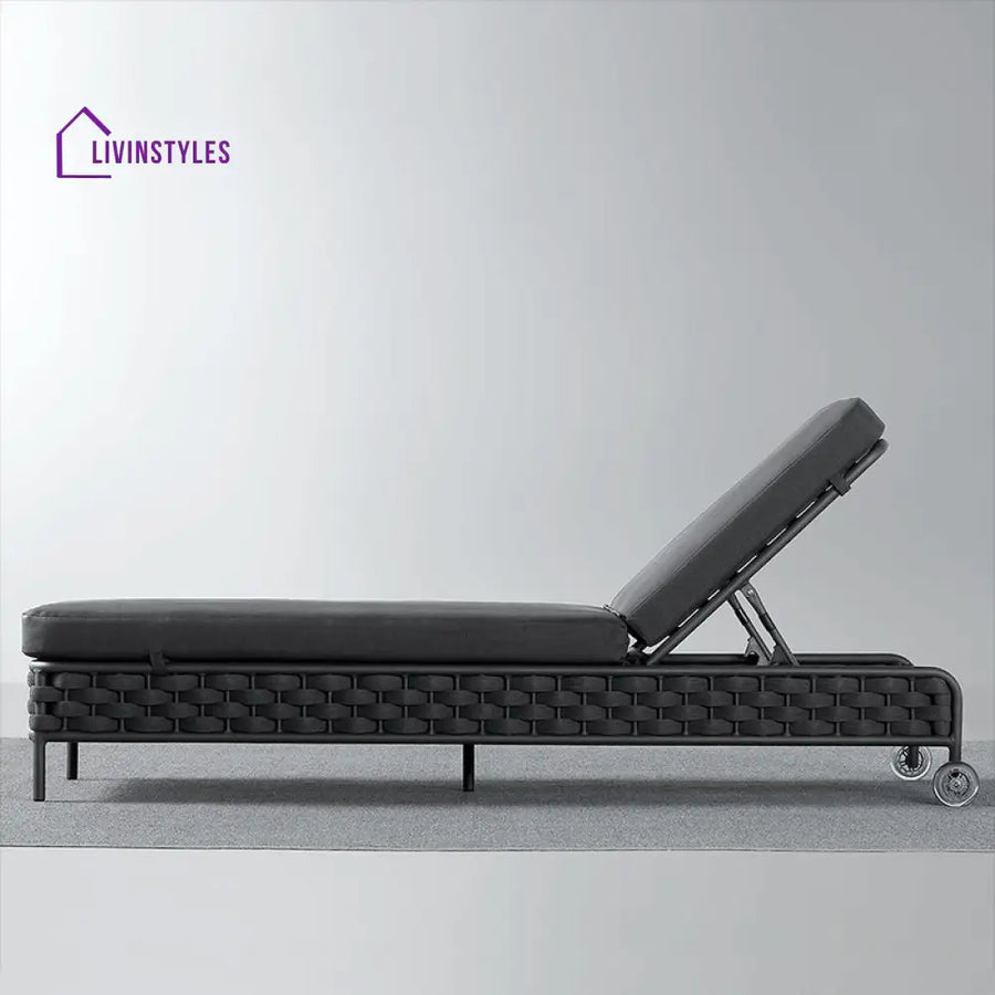 Alda Outdoor Swimming Poolside Lounger (Dark Grey) Braided & Rope - Dark Grey - Loungers