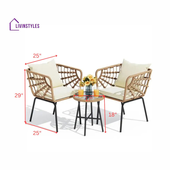 Aldric Outdoor Patio Seating Set 2 Chairs and 1 Table Set (Honey) - Coffee Table Sets