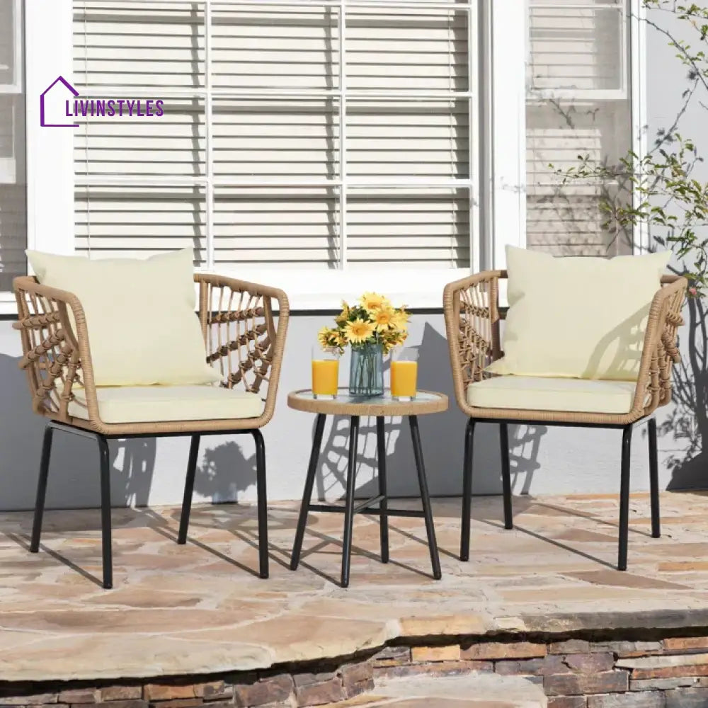 Aldric Outdoor Patio Seating Set 2 Chairs and 1 Table Set (Honey) - Coffee Table Sets