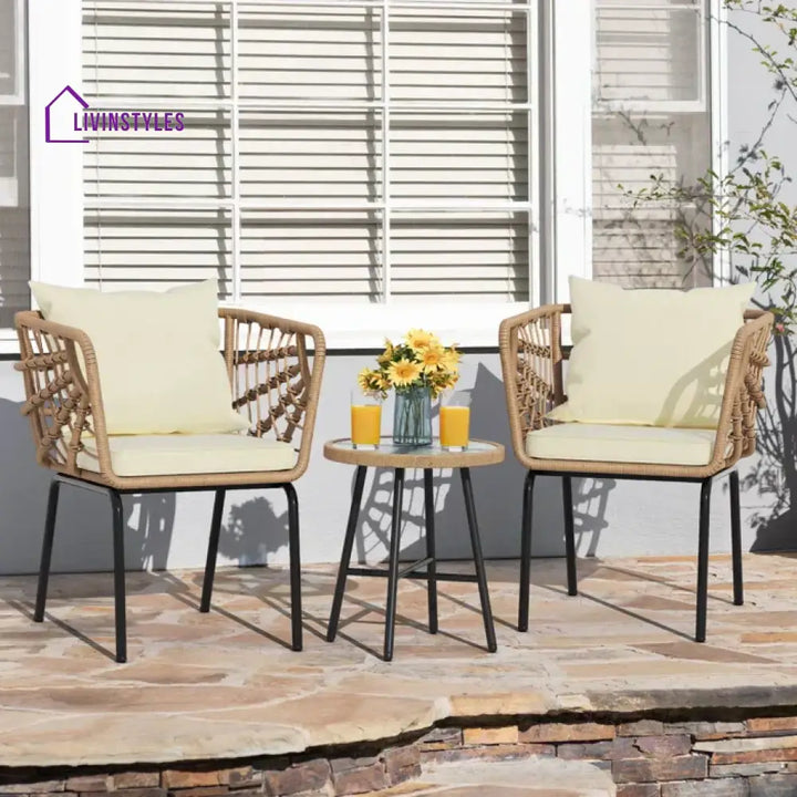 Aldric Outdoor Patio Seating Set 2 Chairs and 1 Table Set (Honey) - Coffee Table Sets