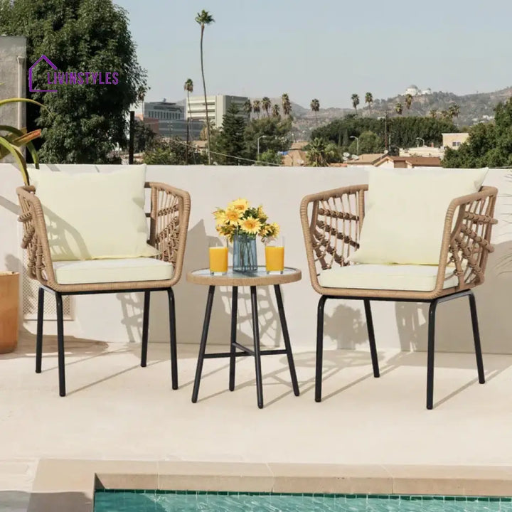 Aldric Outdoor Patio Seating Set 2 Chairs and 1 Table Set (Honey) - Coffee Table Sets
