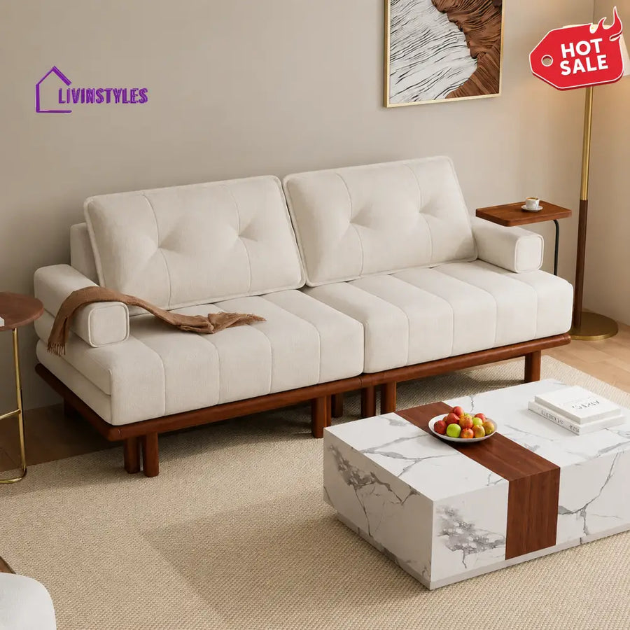 Aleeza Solid Wood Sofa Come Bed for Living Room