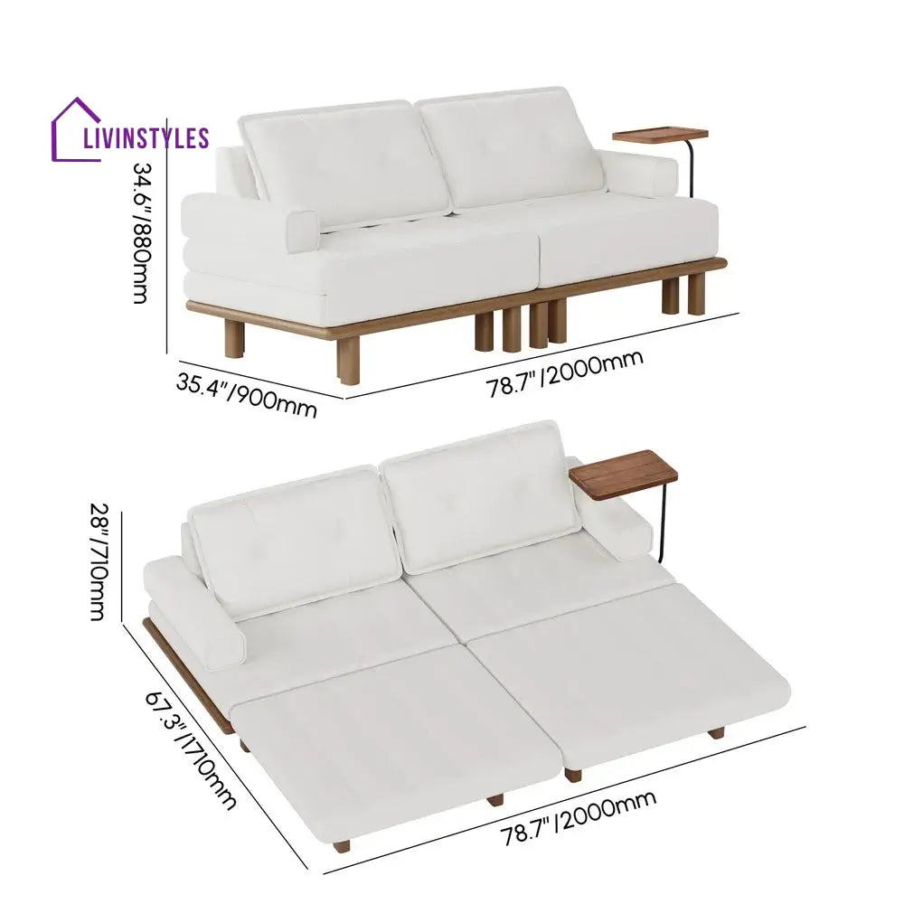 Aleeza Solid Wood Sofa Come Bed for Living Room