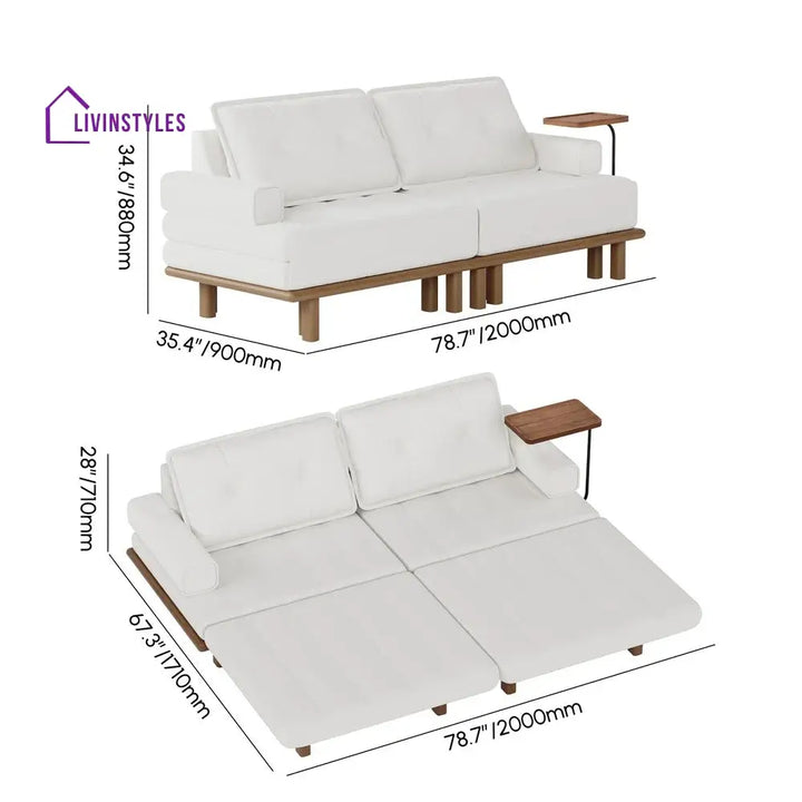 Aleeza Solid Wood Sofa Come Bed for Living Room