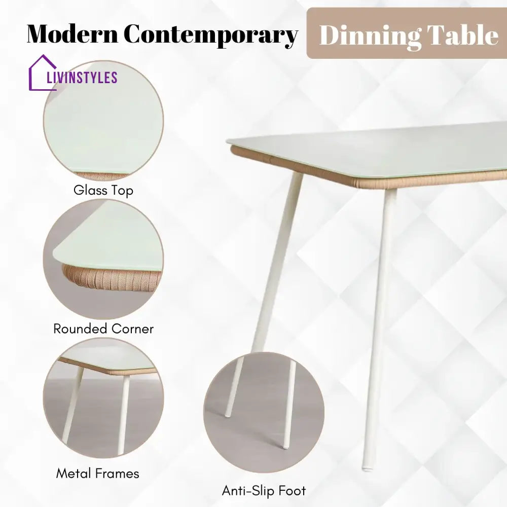 Alejandra 5-Piece Outdoor Patio Dining Set With Rattan Chairs & Glass-Top Table - Dining Set